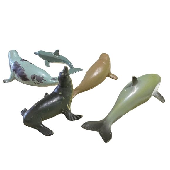 Vintage Animal Sea Creature Lot of 5 Figures Manatee Sea Lion Seal Dolphin PVC - Picture 3 of 5